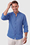 Blue 97% Cotton Muslin Fabric Breathable Summer High Collar Relaxed Fit Men's Shirt 2602620 - 2