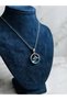 Steel Necklace with North Star Figure, Navy Blue Enamel Women's Necklace, Water Resistant, Silver Color - 6