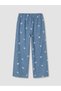 Vizyon New Season Indigo Floral Wideleg Girls' Jean Pants - 2