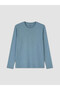 Lcwaikiki Classic Blue Crew Neck Long Sleeve Combed Cotton Men's T-Shirt - 4