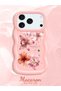 iPhone 17 Pro Compatible Case Camera Protector Pink Silicone Couple Phone Case Floral Pattern - 2