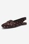 Zelvia Brown and White Polka Dot Bow Open Back Women's Ballerina Shoes - 6