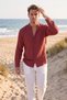 Burgundy 97% Cotton Muslin Fabric Breathable Summer High Collar Relaxed Fit Men's Shirt 2602620 - 2