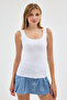 Ultra Soft Cotton and Elastane Thick Straps Front and Back U-Necklace Lycra Sleeveless Bodysuit # 23777