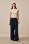 Blue-Beli Elastic Denim Trousers