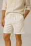 Men's Linen Shorts Set Khaki and White – 2 Pieces with Elastic Waistband, Lace-Up, Comfortable Fit - 3