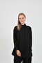 Black Hidden Button Elastic Waist Shirt and Trousers Set 8660 - 6
