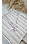 Silver Color Crystal Heart Figured Ring Chain Necklace - Accessory with Sparkling Pole Star Motif - 2