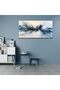 Navy Blue Gold Abstract Ink Art Gallery Wrapped Canvas Wall Art | 50x100cm 20x40 inch | Panoramic Luxury Wall Decor - 4
