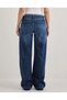 Women's Baggy Low Waist Tassel Detailed Wide Leg Dark Blue Jean Trousers - 3