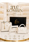 3-Piece Women's Bag Set: Beige Shoulder Bag, Mini Bag, and Portfolio Bag