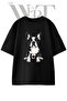 French Bulldog_2 Design Printed Unisex Black Oversize T-Shirt