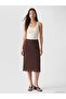 Lcwaikiki Classic Brown Crochet Pencil Skirt with Elastic Waist