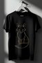 Unisex Oversized Printed Crew Neck Short Sleeve Black T-Shirt