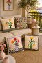 Checkered Flowers Patterned 4-Piece Throw Pillow Cover Set - 2