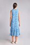 Regular Fit Crew Neck Floral Blue Midi Dress E9437Ax25Sm - 5