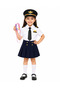 Kids Pilot Costume Set with Hat, Shirt, Skirt, Tie & ID Card – Airline Captain Role Play Dress-Up Outfit for Girls - 2