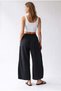 4954 Women's High Waist Elastic Waist Palazzo Skirt Trousers Black - 5