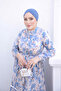 Blue Half-Buttoned Layered Dress with Elastic Sleeves - 3