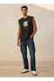 Men Round Neck Sleeveless Jackson Flavio Print T-shirt - 3
