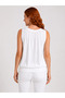 White Sleeveless Round Neck Women's Blouse - 2