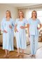 New Season Blue Scallop Linen Detailed Short Sleeve Design 100% Cotton Breastfeeding Friendly Maternity Nightgown Pajama Set - 7