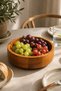 Wooden Salad Bowl - Round Fruit Serving Tray - Decorative Solid Beech (20cm) - 6