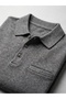 Men's Polo Collar Tricot Sweater with Elastic Waist, Steel Knitting, Classic Fit - 3