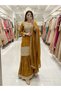 Gold Fendy-Silk Top Pant & Dupatta - HRT7084-Gold-Size-M-38-Inches - 3