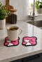 Pink Teddy Bear Coasters Set of 2 - Pvc Non-Slip Coasters Coffee Mug Tea Cup Coasters Table Protector - 5