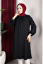 Bürümcük Fabric Raglan Sleeve Long Tunic 0902-03 Black - 3