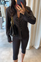 Women's Poplin Shirt with Bird Eye Detail and Tie Front, Black - 3
