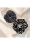 Handmade Satin Gray Leopard & Plain Gray Fabric Scrunchie Double Hair Clip Set