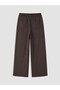 Xside Brown Elastic Waist Wide Leg Women's Trousers - 6