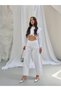 Women's Stone Embellished Skater Fit Jean Pants High Waist White Stone Denim Pants - 3