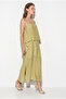 Women's Green Adjustable Strap Cape Detailed Lined Maxi Dress 4251 60286426 - 5