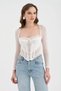 Women's Long Sleeve Design Corset with Underwire and Lace Detail on the Chest