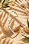 White Enamel Handcuff Model Gold Color Bracelet - 2