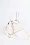 Women's Monogram White Leather Lock Charm Detailed Shoulder and Crossbody Bag Elena - 5