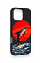 iPhone 16 Pro Max Compatible Red Sun Whale Pattern Silicone Case - 4