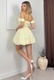 Women's Strapless Balloon Hem Mini Dress – Off-Shoulder Bow Detail Short Party Homecoming Guest Dress - 4