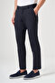 Navy Blue Side Pocket Knitted Slim Fit Casual Cotton Chino Trousers 1003260905 - 3
