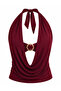 Women's Multi-Wearable Halter Neck Blouse with Buckle Detail - 4