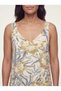 Women's Summer Long Dress Sleeveless V-Neck Floral Patterned Viscose Crepe Ecru - 7