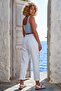 Italian White Pocketed Sequined Elastic Waist Narrow Leg Casual Woven Trousers 95 65 - 6