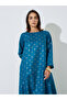Blue Graphic Print Pocket Detail Maxi Jalabiya - 2