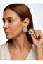 Turquoise Round Stone Earrings with Gunebakan Flower Detail - 2