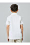 Boys Off White Chest Print Knitted Regular Fit Polo T-Shirt - 4