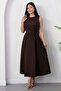 Oval neck belted stone crepe dress grs4095 - 5