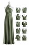 Women's Sleeveless Flared Skirt Dress with Different Tie Collar Long Blue Evening Dress